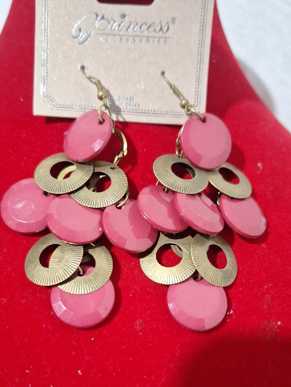 Prince Rose-Pink Layered Disc Dangle Earrings